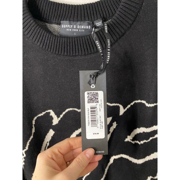 New Supply & Demand Trebor Crew Black Sweater, Size Large - Picture 2 of 3